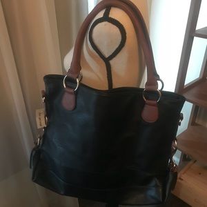 NWT new black and cognac bag tote